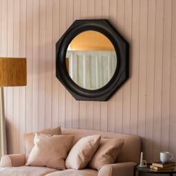 Graham and Green Octavia Small Black Wood Wall Mirror