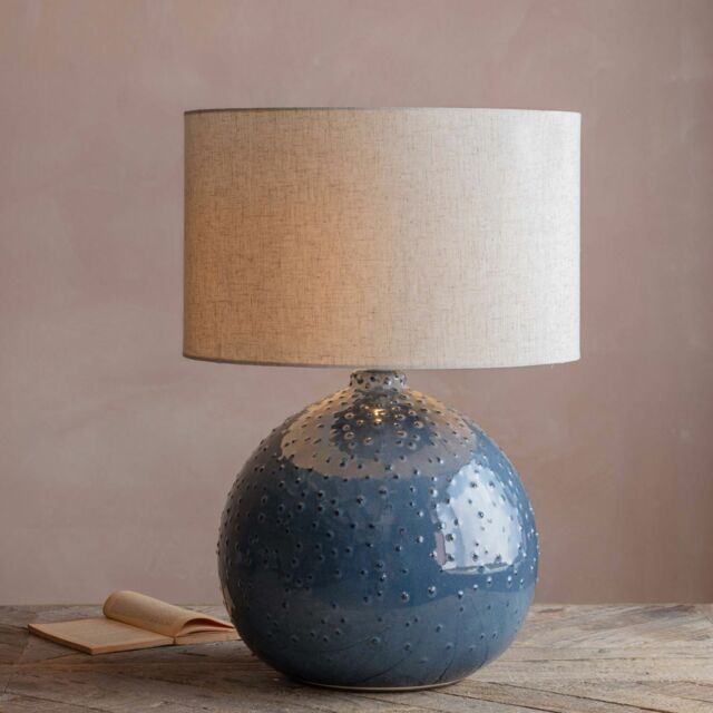 Graham and Green Blue Dot Ceramic Lamp with Shade