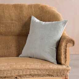 Graham and Green Sand Velvet & Linen Backed Small Square Cushion - thumbnail 4