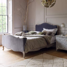 Graham and Green Evelyn Grey Velvet Super King Size Bed - thumbnail 1
