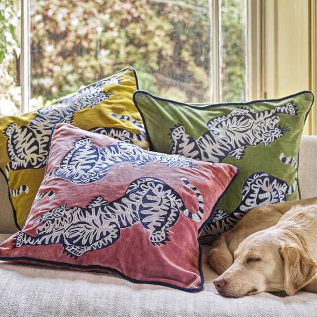 Graham and Green Black & White Tiger Square Cushion - Pink - image 1