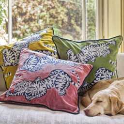 Graham and Green Black & White Tiger Square Cushion - Pink - thumbnail 1
