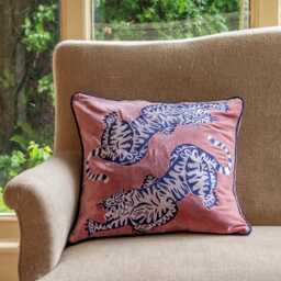 Graham and Green Black & White Tiger Square Cushion - Pink - thumbnail 2