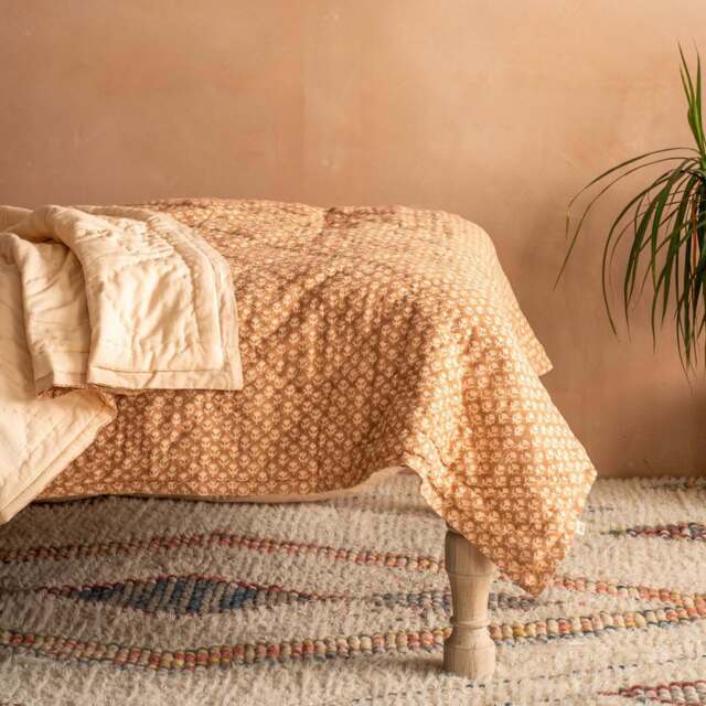Graham and Green Eliza Floral Block Printed Bed Quilt - image 1
