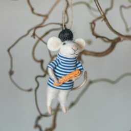 Graham and Green Pierre Mouse with a Baguette Christmas Decoration