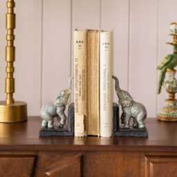 Graham and Green Antiqued Cast Iron Elephant Bookends - thumbnail 1