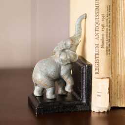 Graham and Green Antiqued Cast Iron Elephant Bookends - thumbnail 2