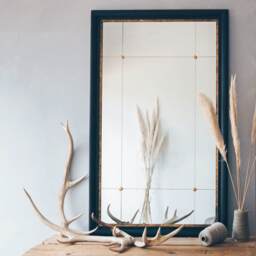 Graham and Green Alexander Black and Gold Rustic Portrait Mirror