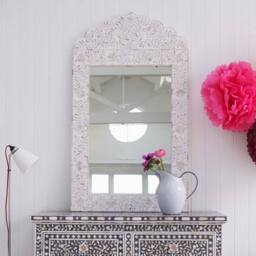 Graham and Green Adriana White Mother of Pearl Mirror