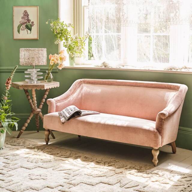 Graham and Green Delphine Rose Velvet Two Seater Sofa - image 1