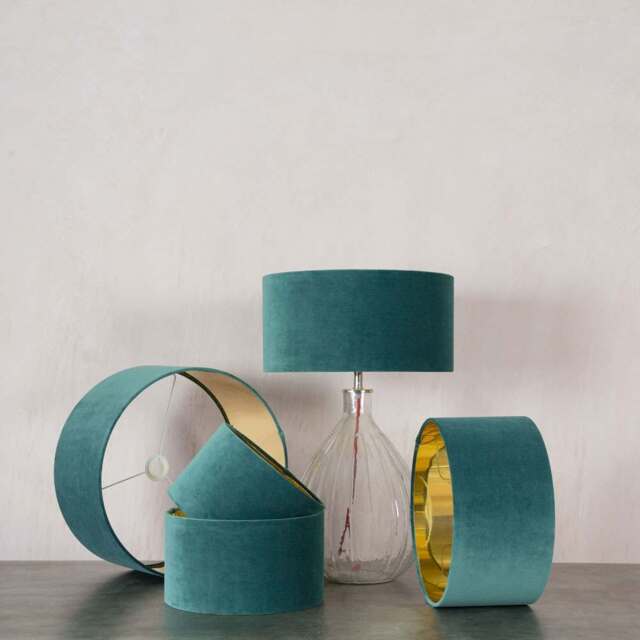 "Graham and Green Ocean Velvet Lamp Shade 10"""