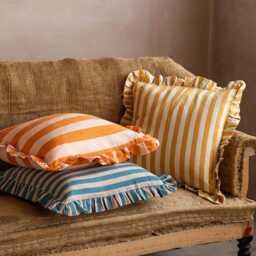 Graham and Green Candy Orange Stripe Square Cushion - thumbnail 3