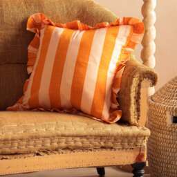 Graham and Green Candy Orange Stripe Square Cushion