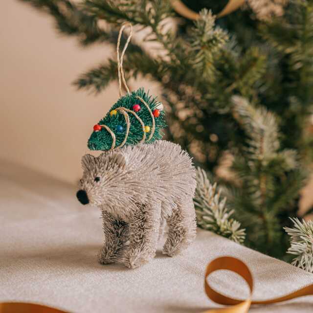 Graham and Green Bristle Polar Bear Christmas Tree Decoration