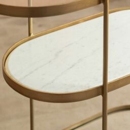 Graham and Green Beau Drinks Trolley with White Marble and Glass Shelves - thumbnail 4