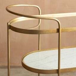 Graham and Green Beau Drinks Trolley with White Marble and Glass Shelves - thumbnail 2