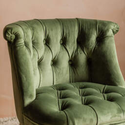 Graham and Green Trianon Moss Green Velvet Cocktail Chair - thumbnail 2