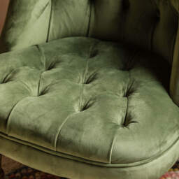 Graham and Green Trianon Moss Green Velvet Cocktail Chair - thumbnail 3