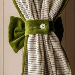Graham and Green Set of Two Avocado Velvet Bow Curtain Tie Backs - thumbnail 2