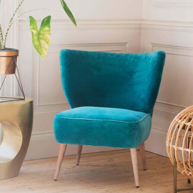Graham and Green Alpana Teal Velvet Cocktail Chair - image 1