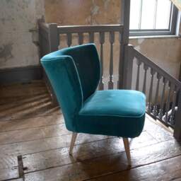 Graham and Green Alpana Teal Velvet Cocktail Chair - thumbnail 6