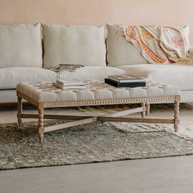 Graham and Green Bobbin Natural Linen Large Coffee Table - image 1