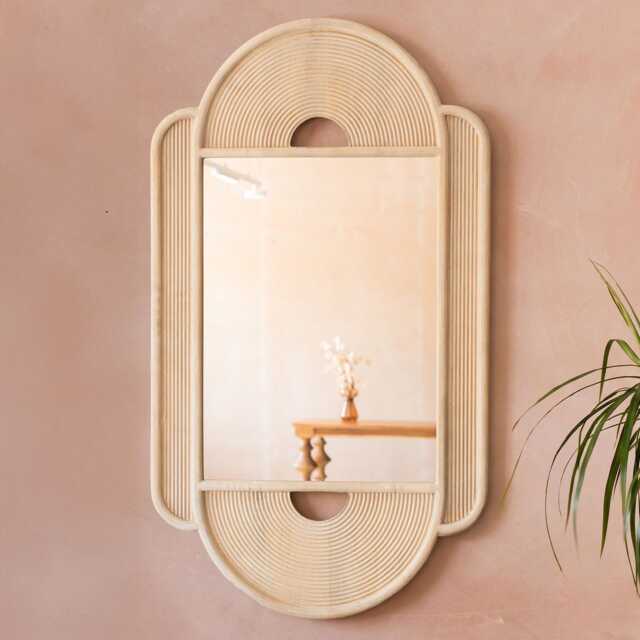 Graham and Green Margot Natural Wooden Wall Mirror - image 1