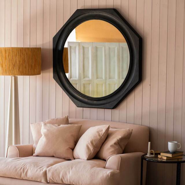 Graham and Green Octavia Large Black Wood Wall Mirror - image 1