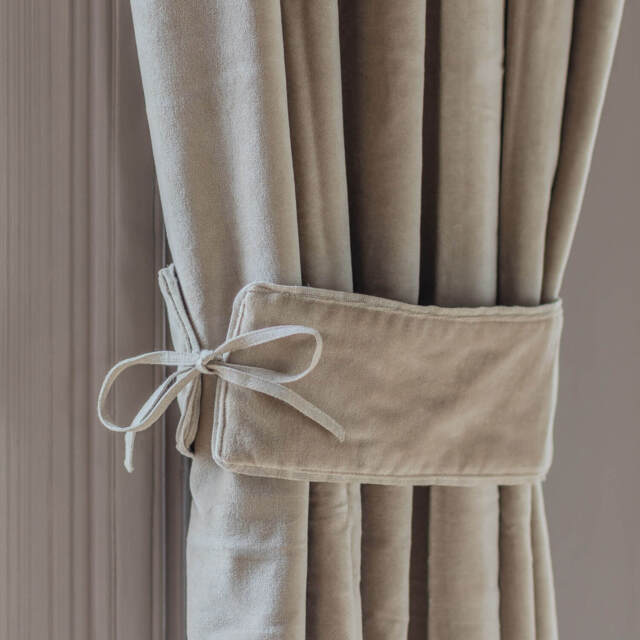 Graham and Green Set of Two Sand Velvet Curtain Tie Backs - image 1