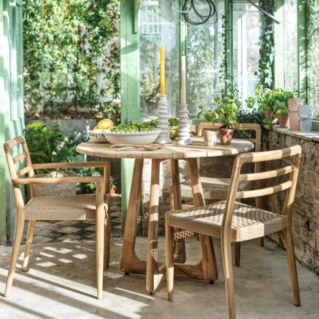 Graham and Green Noa Teak Wood 4 Seater Round Outdoor Table - image 1