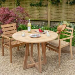 Graham and Green Noa Teak Wood 4 Seater Round Outdoor Table - thumbnail 2