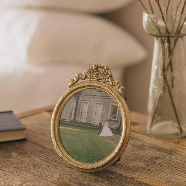 Graham and Green Bow Antique Brass Oval Photo Frame - image 1