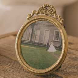 Graham and Green Bow Antique Brass Oval Photo Frame - thumbnail 2