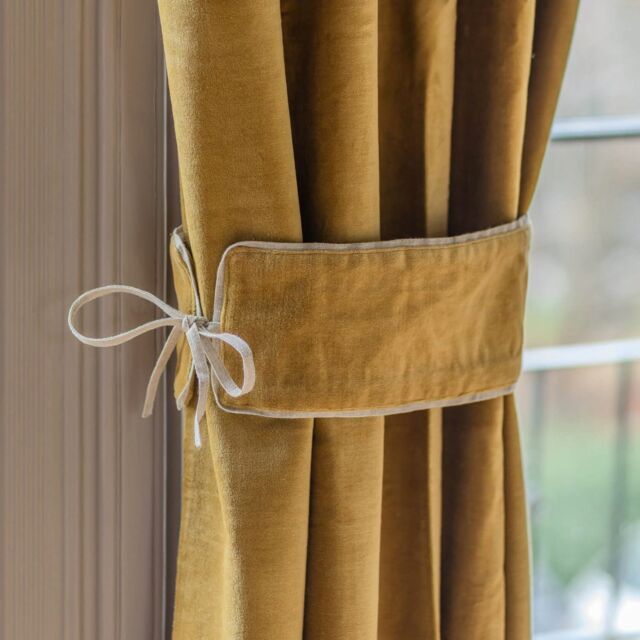 Graham and Green Set of Two Mustard Velvet Curtain Tie Backs - image 1