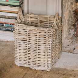 Graham and Green Set of Two Square Wicker Log Baskets - thumbnail 4