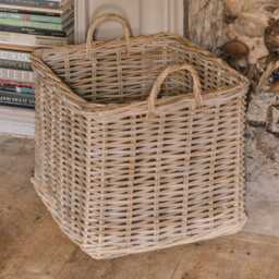 Graham and Green Set of Two Square Wicker Log Baskets - thumbnail 2