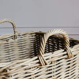 Graham and Green Set of Two Square Wicker Log Baskets - thumbnail 2