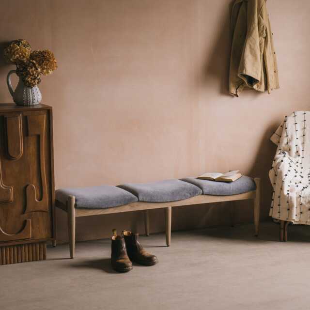 Graham and Green Nala Grey Velvet Bench - image 1