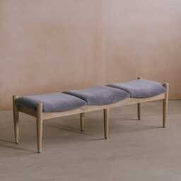 Graham and Green Nala Grey Velvet Bench - thumbnail 2