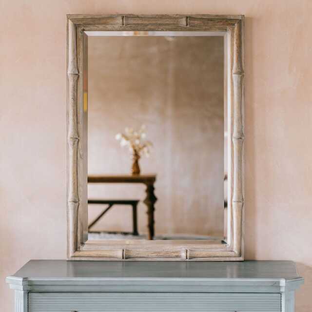 Graham and Green Natural Bamboo Small Wall Mirror - image 1