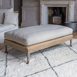 Graham and Green Duke Natural Linen Ottoman