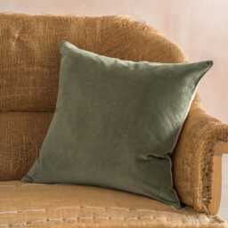 Graham and Green Smoke Blue Velvet & Linen Backed Square Cushion - thumbnail 5