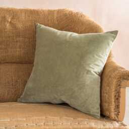 Graham and Green Smoke Blue Velvet & Linen Backed Square Cushion - thumbnail 6