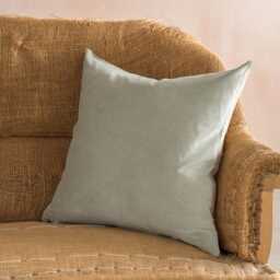 Graham and Green Smoke Blue Velvet & Linen Backed Square Cushion - thumbnail 4