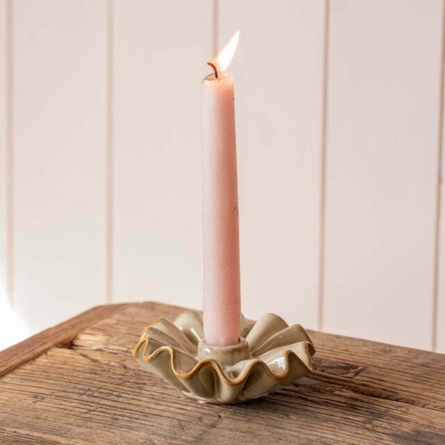 Graham and Green Taupe Porcelain Frill Candle Holder - image 1