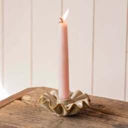 Graham and Green Taupe Porcelain Frill Candle Holder - thumbnail 1