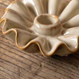 Graham and Green Taupe Porcelain Frill Candle Holder - thumbnail 3