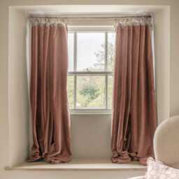 Graham and Green Set of Two Mocha Rose Velvet Cottage Curtains - L137 x W117cm - thumbnail 1