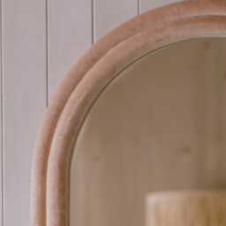 Graham and Green Blush Velvet Tall Arched Wall Mirror - thumbnail 3