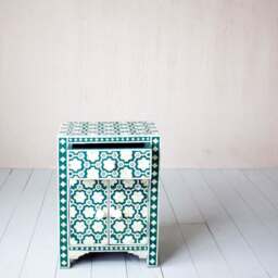 Graham and Green Jade Green Floral Bone Inlay Bedside Table - thumbnail 5
